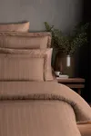 Pierre Cardin Çizgili Saten Nevresim Takımı Çift Kişilik Voyage Bronze