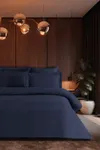 Pierre Cardin Çizgili Saten Nevresim Takımı Çift Kişilik Voyage İndigo