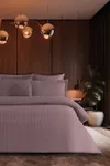 Pierre Cardin Çizgili Saten Nevresim Takımı Çift Kişilik Voyage Kül Moru 