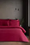 Pierre Cardin Çizgili Saten Nevresim Takımı Çift Kişilik Voyage Mürdüm 