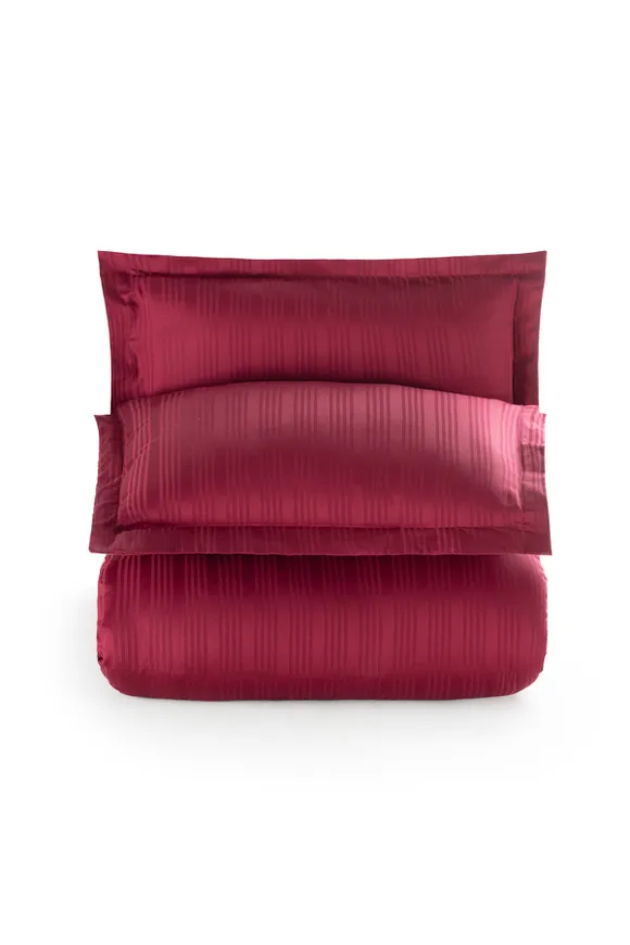 Pierre Cardin Çizgili Saten Nevresim Takımı Çift Kişilik Voyage Mürdüm 
