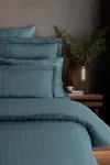 Pierre Cardin Çizgili Saten Nevresim Takımı Çift Kişilik Voyage Petrol Mavi