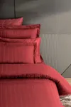 Pierre Cardin Çizgili Saten Nevresim Takımı Çift Kişilik Voyage Redberry