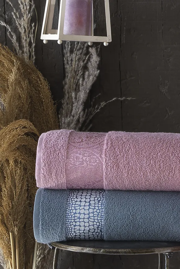 Pierre Cardin Damask Jakarlı 4 Parça Aile Bornoz Seti Deco Rose - İndigo
