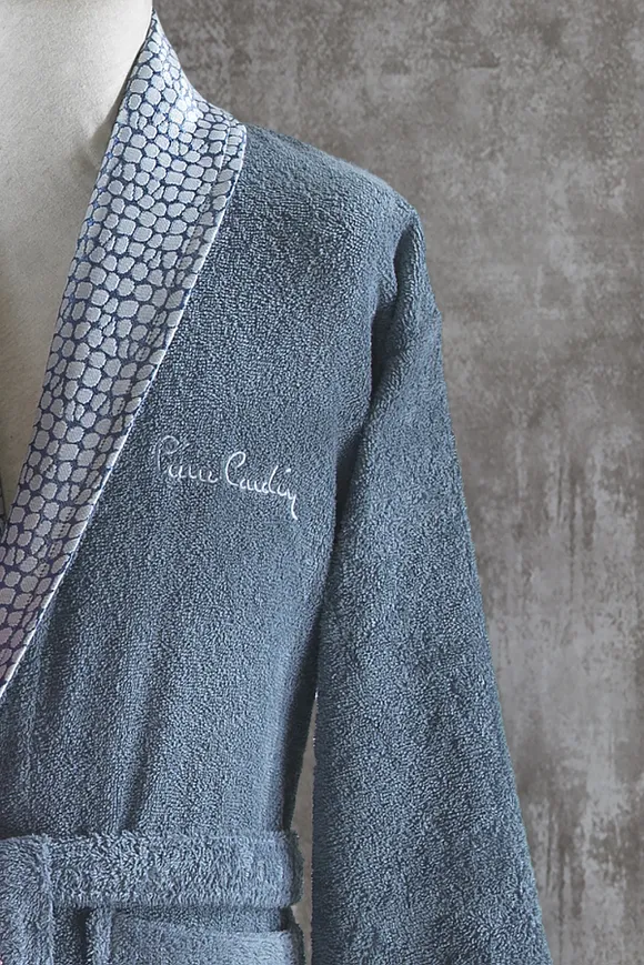 Pierre Cardin Damask Jakarlı 4 Parça Aile Bornoz Seti Deco Rose - İndigo