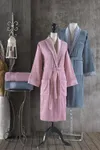 Pierre Cardin Damask Jakarlı 4 Parça Aile Bornoz Seti Deco Rose - İndigo