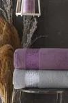 Pierre Cardin Damask Jakarlı 4 Parça Aile Bornoz Seti Mürdüm - Gri