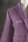 Pierre Cardin Damask Jakarlı 4 Parça Aile Bornoz Seti Mürdüm - Gri