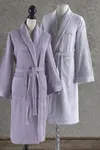 Pierre Cardin Damask Jakarlı Aile Bornoz Seti Lila - Açık Gri