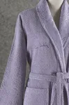 Pierre Cardin Damask Jakarlı Aile Bornoz Seti Lila - Açık Gri