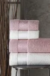 Pierre Cardin Damask Jakarlı Aile Bornoz Seti Pudra - Krem