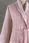 Pierre Cardin Damask Jakarlı Aile Bornoz Seti Pudra - Krem