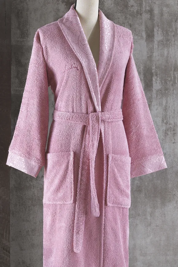 Pierre Cardin Damask Jakarlı Kadın Bornoz Seti Deco Rose