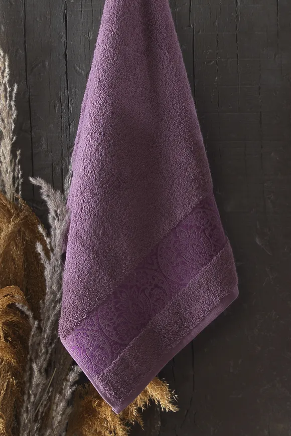 Pierre Cardin Damask Jakarlı Kadın Bornoz Seti Mürdüm