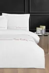 Pierre Cardin Deluxe Pamuk Nakışlı Nevresim Takımı Çift Kişilik Beyaz-Kiremit