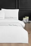 Pierre Cardin Deluxe Pamuk Nakışlı Nevresim Takımı Çift Kişilik Beyaz-Yeşil