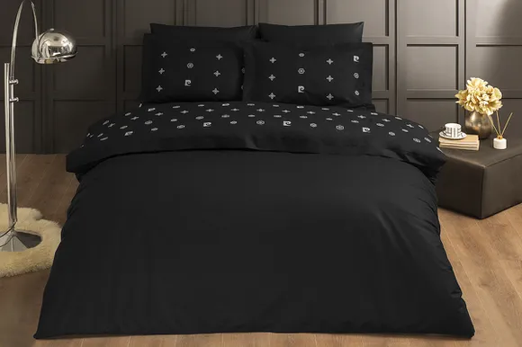 Pierre Cardin Deluxe Pamuk Nakışlı Nevresim Takımı Çift Kişilik Siyah