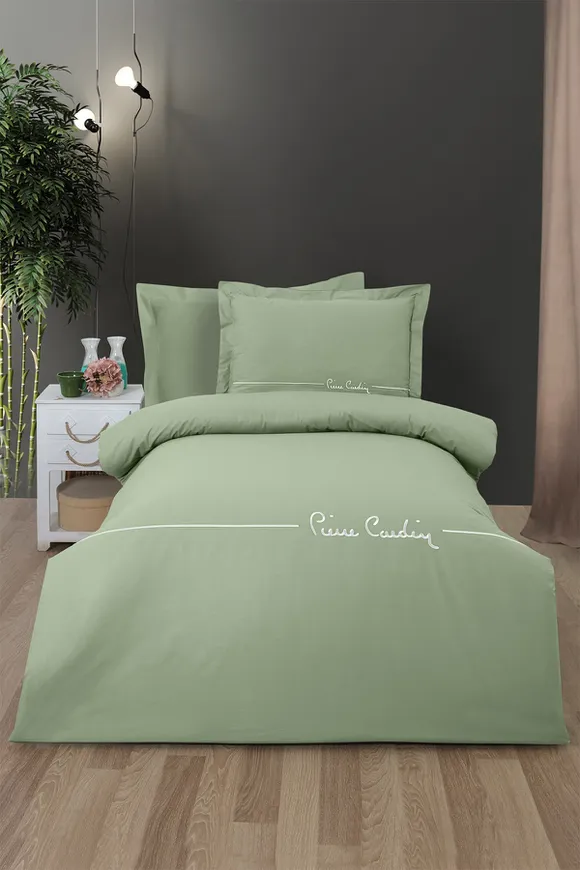 Pierre Cardin Deluxe Pamuk Nevresim Takımı Tek Kişilik Mia Çağla Yeşili