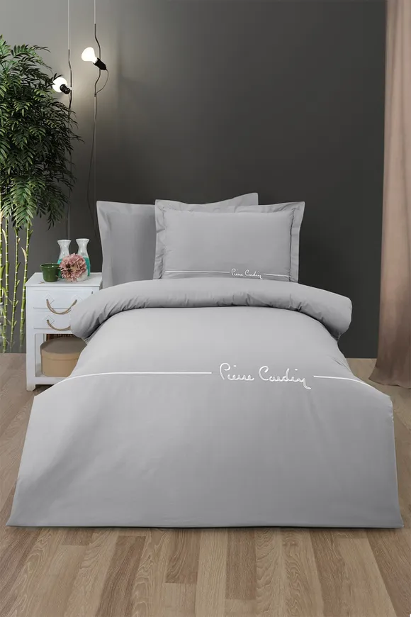 Pierre Cardin Deluxe Pamuk Nevresim Takımı Tek Kişilik Mia Gri