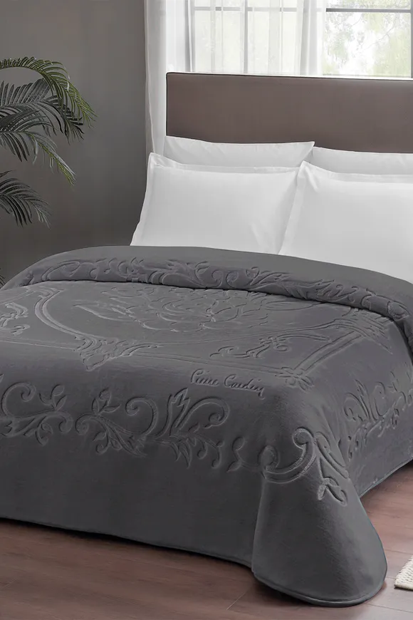 Pierre Cardin Emboss Battaniye Çift Kişilik Rose Antrasit