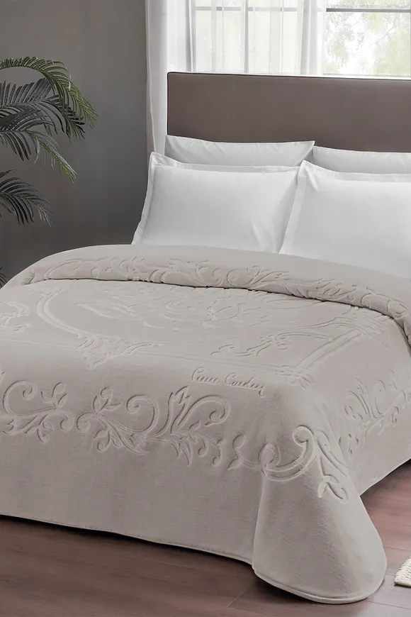 Pierre Cardin Emboss Battaniye Çift Kişilik Rose Cappucino