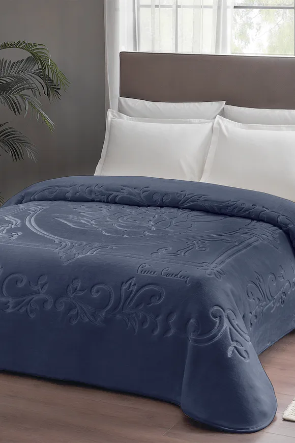 Pierre Cardin Emboss Battaniye Çift Kişilik Rose İndigo