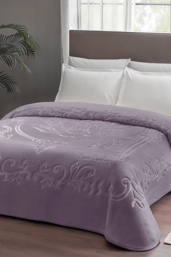 Pierre Cardin Emboss Battaniye Çift Kişilik Rose Kül Moru