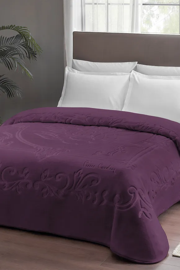 Pierre Cardin Emboss Battaniye Çift Kişilik Rose Mürdüm