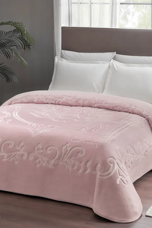 Pierre Cardin Emboss Battaniye Çift Kişilik Rose Pudra