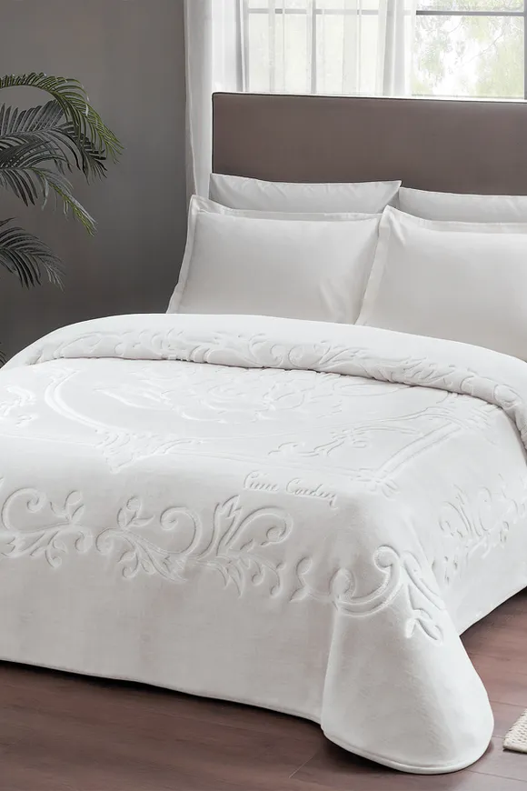 Pierre Cardin Emboss Battaniye Çift Kişilik Rose Şampanya