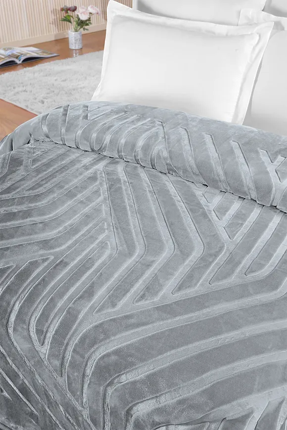 Pierre Cardin Emboss Battaniye Hera Tek Kişilik Gri