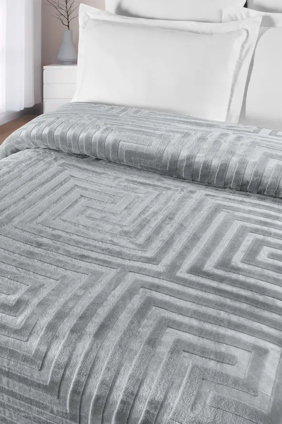 Pierre Cardin Emboss Battaniye Hermes Tek Kişilik Gri