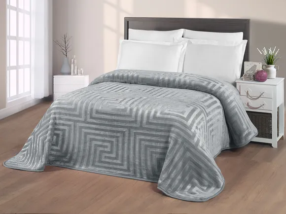 Pierre Cardin Emboss Battaniye Hermes Tek Kişilik Gri