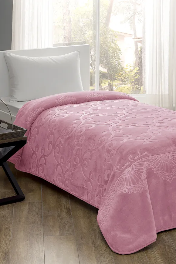 Pierre Cardin Emboss Battaniye Tek Kişilik Gül Kurusu