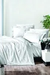 Pierre Cardin Jakarlı Saten Nevresim Takımı Çift Kişilik Stone Beyaz