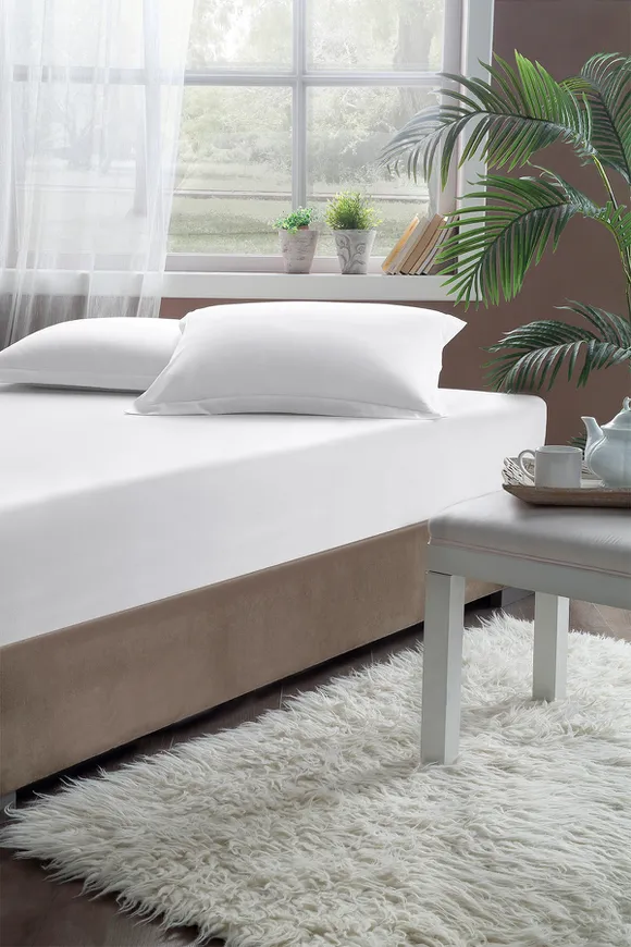 Pierre Cardin Lastikli Çarşaf Çift Kişilik 160x200 cm Beyaz