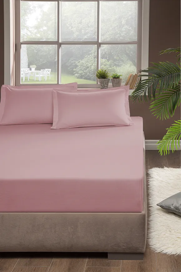 Pierre Cardin Lastikli Çarşaf King Size 180x200 cm Pudra