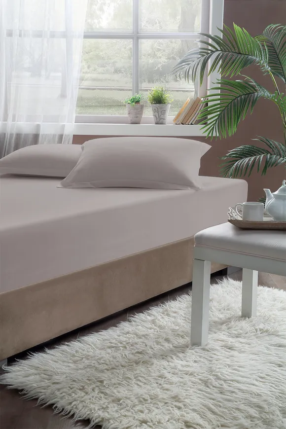 Pierre Cardin Lastikli Çarşaf Tek Kişilik 100x200 cm Taş