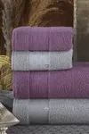Pierre Cardin Logo Jakarlı Aile Bornoz Seti Mürdüm - Gri