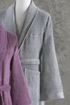 Pierre Cardin Logo Jakarlı Aile Bornoz Seti Mürdüm - Gri