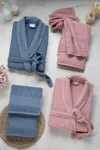 Pierre Cardin Logo Soft Jakarlı Aile Bornoz Seti Deco Rose - İndigo