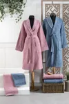 Pierre Cardin Logo Soft Jakarlı Aile Bornoz Seti Deco Rose - İndigo