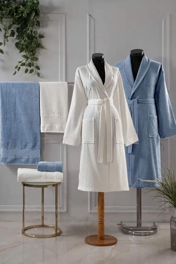 Pierre Cardin Logo Soft Jakarlı Aile Seti İndigo-Krem