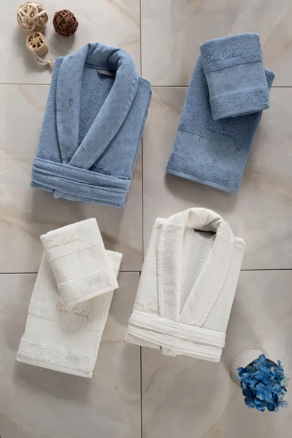 Pierre Cardin Logo Soft Jakarlı Aile Seti İndigo-Krem