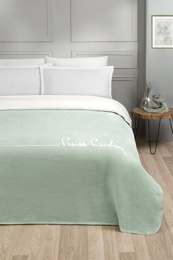 Pierre Cardin Pamuk Battaniye Tek Kişilik Logo Yeşil