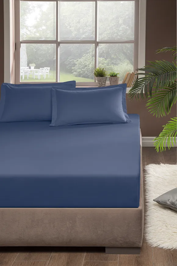 Pierre Cardin Pamuk Lastikli Çarşaf 100x200 İndigo