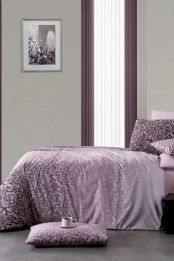 Pierre Cardin Pamuk Nevresim Takımı Çift Kişilik Ombre Mürdüm