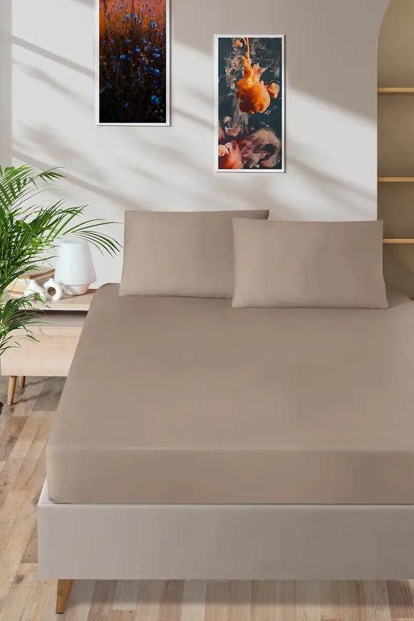 Pierre Cardin Pamuk Saten Lastikli Çarşaf 100x200 Cappucino 