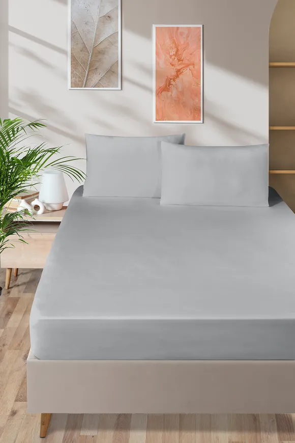 Pierre Cardin Pamuk Saten Lastikli Çarşaf 100x200 Gri