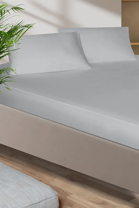 Pierre Cardin Pamuk Saten Lastikli Çarşaf 100x200 Gri